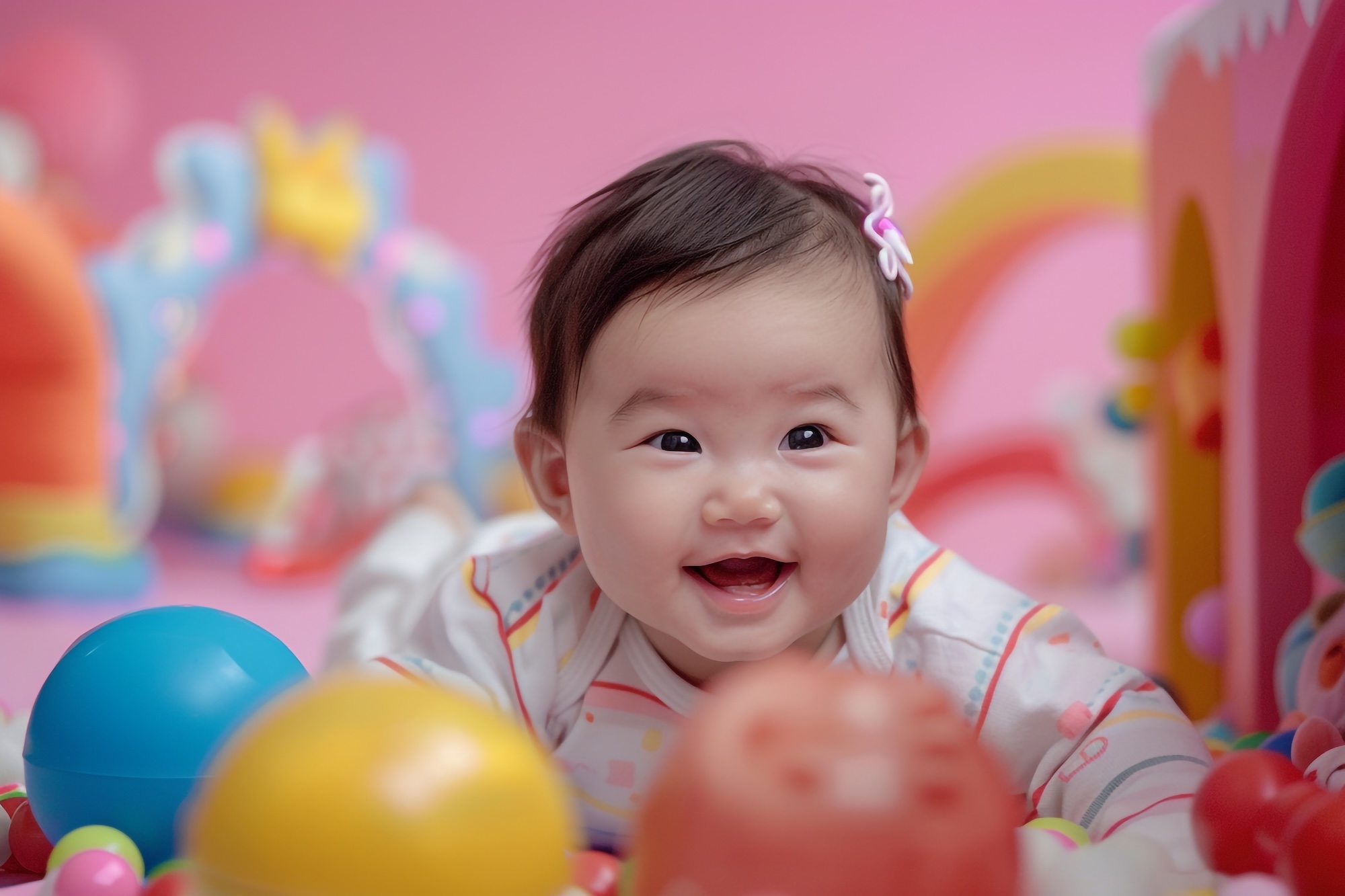 sweet-portrait-baby-with-bright-toys-featuring-soft-pink-background-that-showcases-playful-nurturing-environment-early-childhood